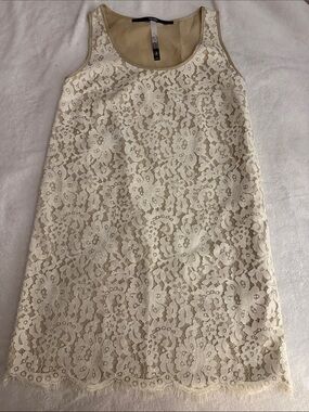 Kensie Cream Lace Sleeveless Shift Dress